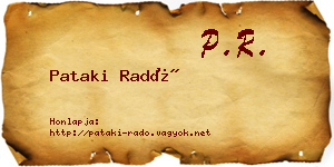 Pataki Radó névjegykártya